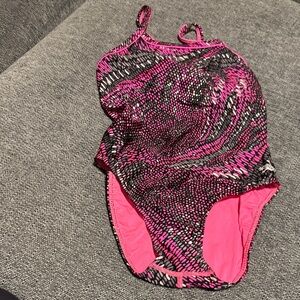 Speedo Pink and Black Patterned Swimsuit